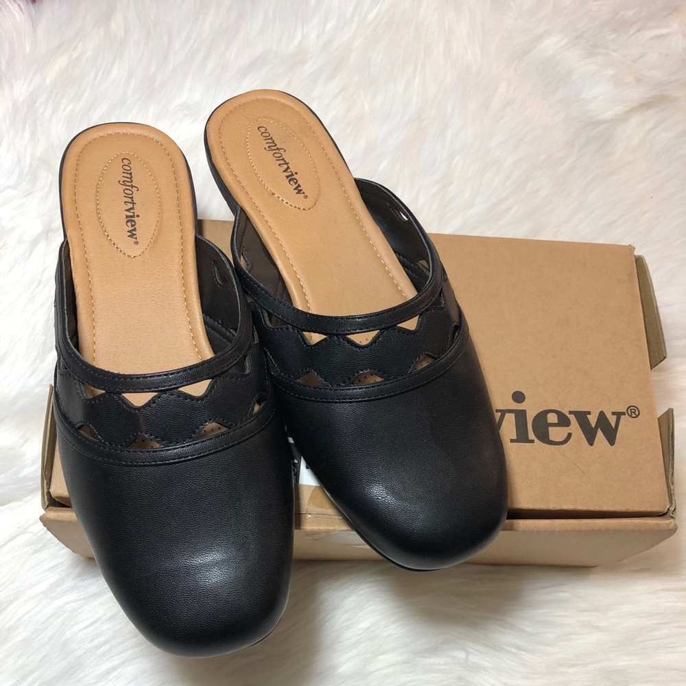 Comfortview Womens Black Mule Shoes Size 9W New